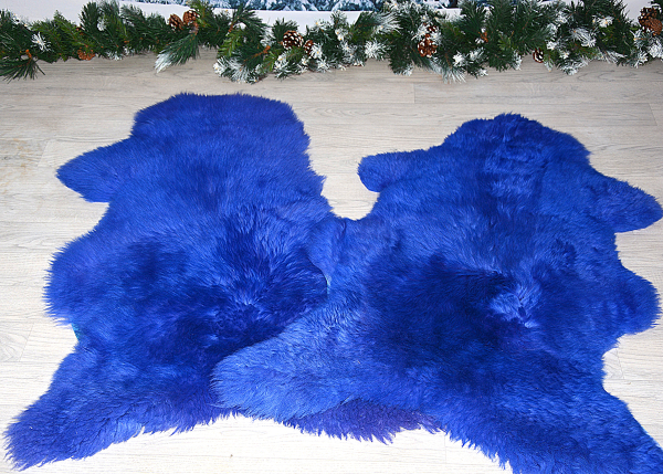 B-Ware Lammfell Twin-Set Blauer Wichtel – 2er-Pack Öko-Kurzhaar Felle